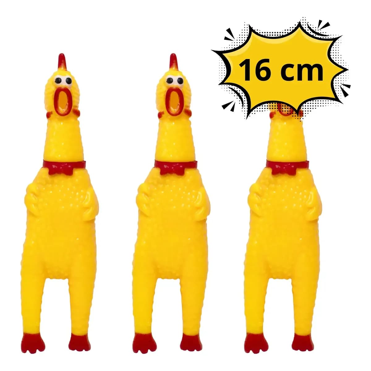 3 Brinquedos Pet Mordedor Frango Galinha De Borracha Pequeno