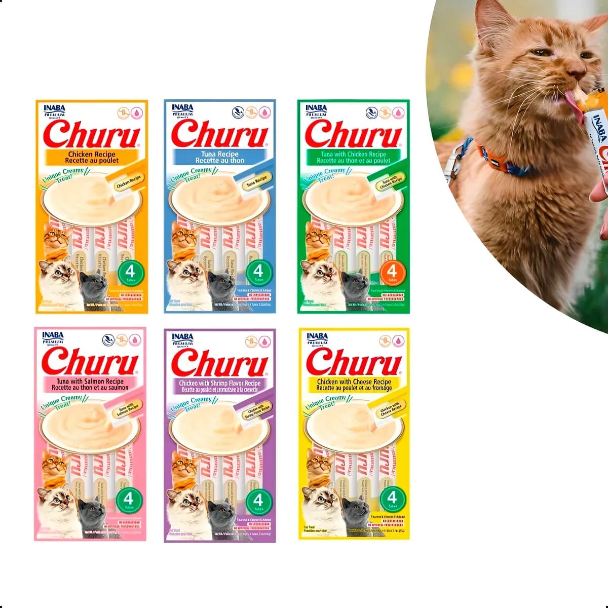 Petisco Para Gatos Kit 6 Und Churu Sabores Variados 56g X 6