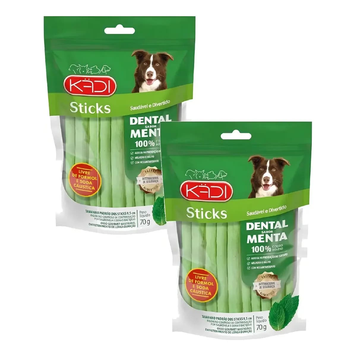 Pack 2 Petiscos Cães Kadi Dental Sticks Menta 70 g