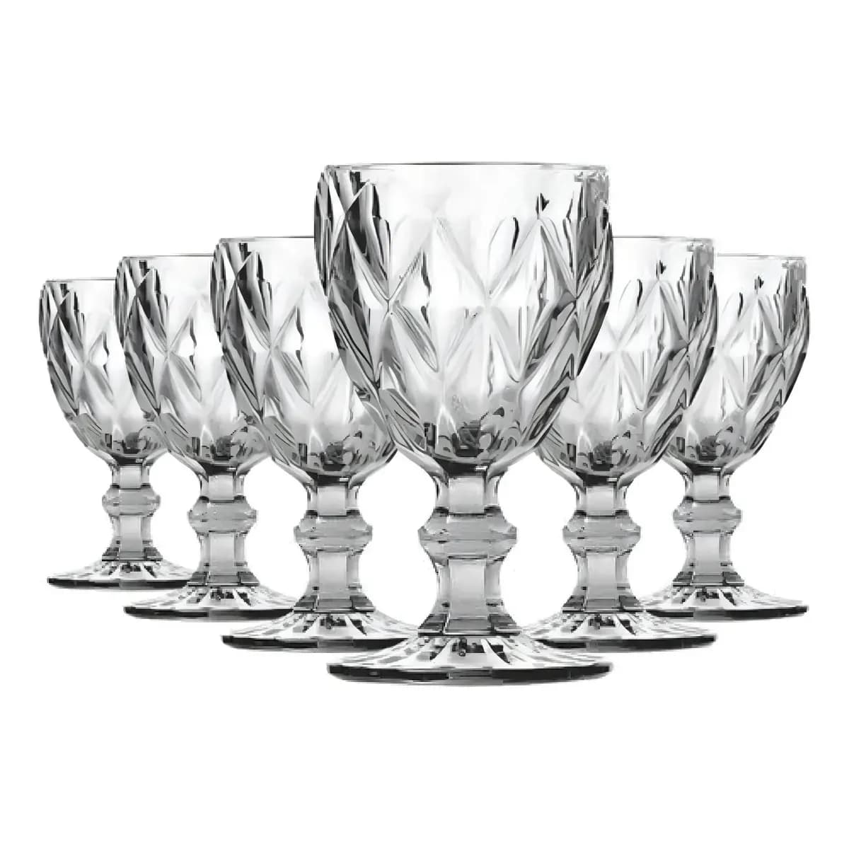 Jogo De Taças Bela Flor Vidro Diamond 330ml C/6 Incolor Lava-louças