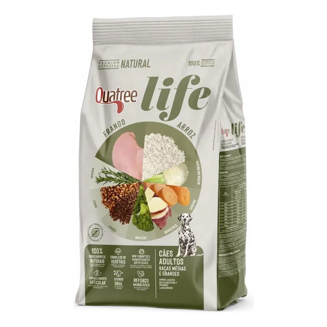 Ração Seca Quatree Life Adulto Médio/Grande Frango Arroz 15kg