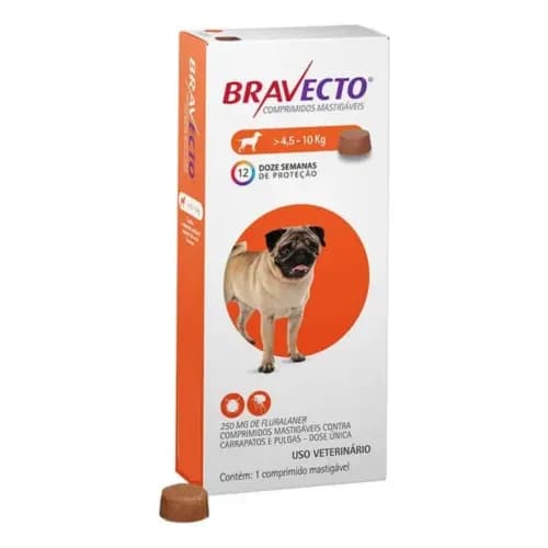 Bravecto Cães 4,5-10kg 250mg Comprimido Mastigável Msd Laranja