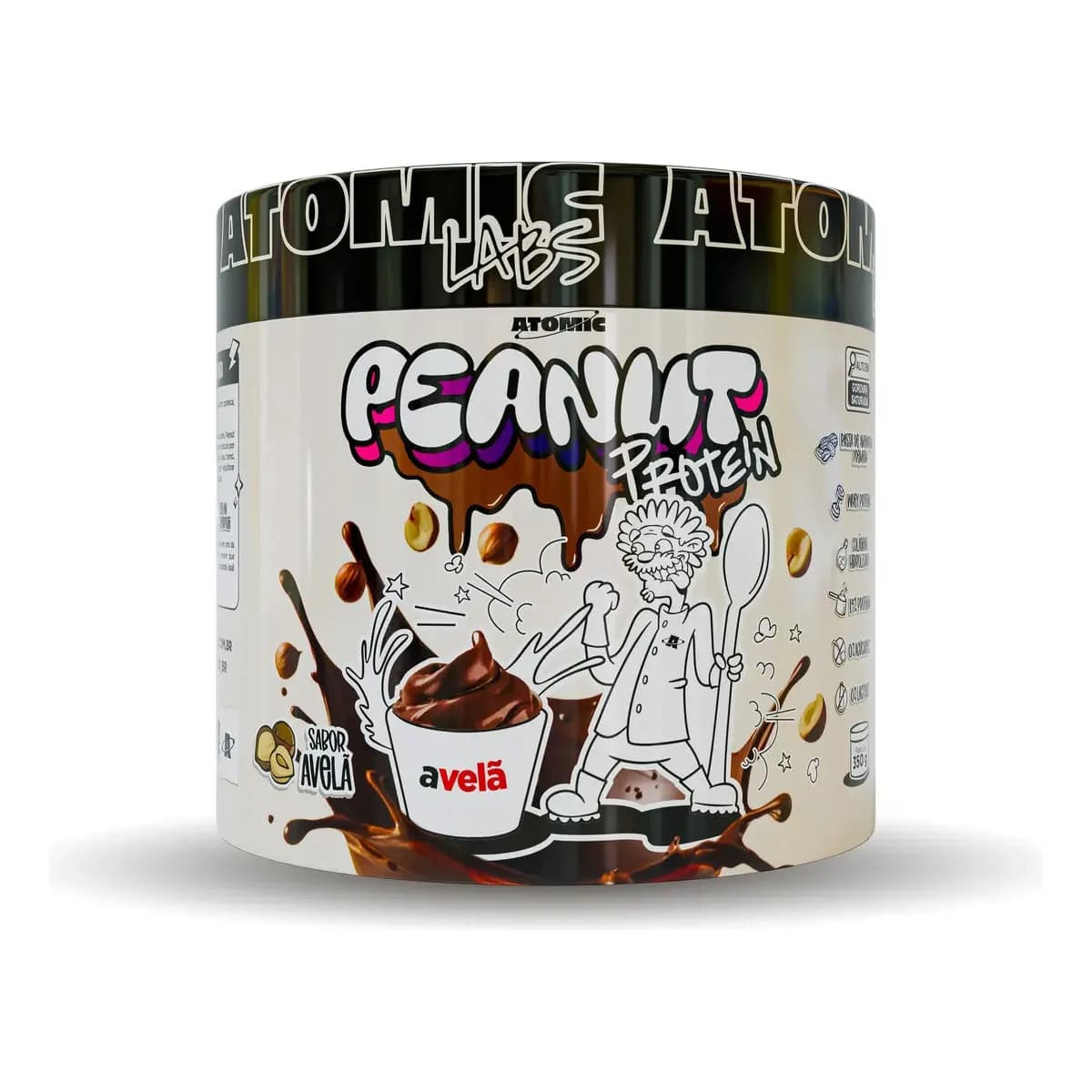 Peanut Protein 350g Avelã Atomic Labs Pasta Amendoim Whey Sem Lactose