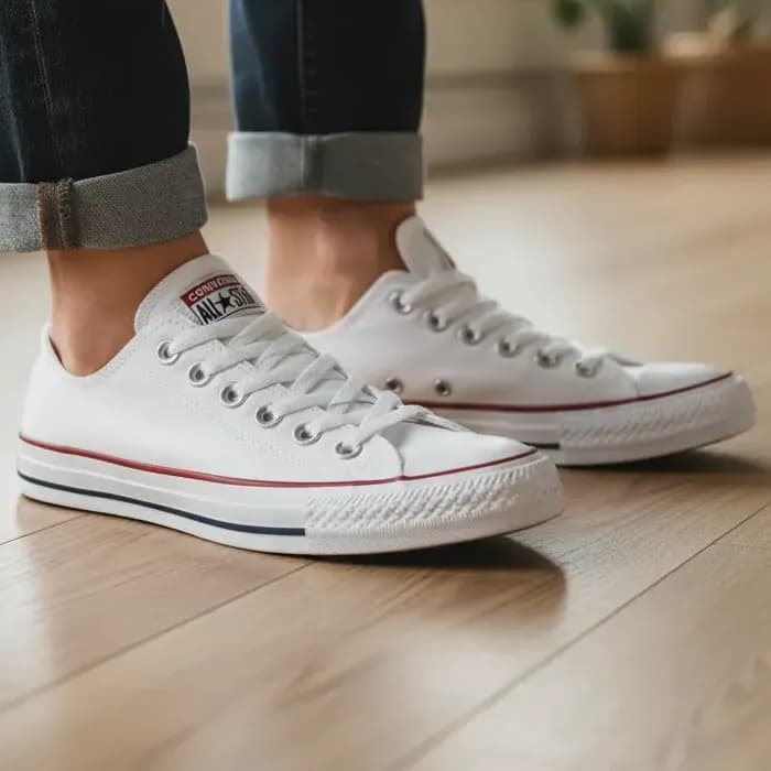 Tênis All Star Converse Classico Chuck Taylor Cano Baixo Branco/marinho Liso 37