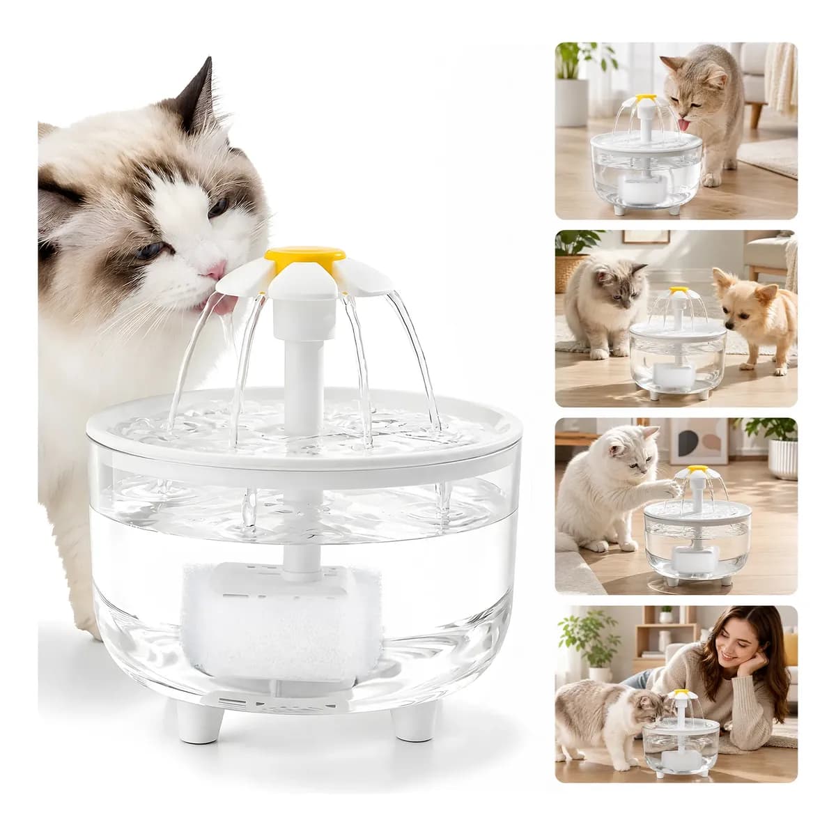 Bebedouro Automático Fonte Água Para Gatos E Cães Com Filtro 127/220v Transparente