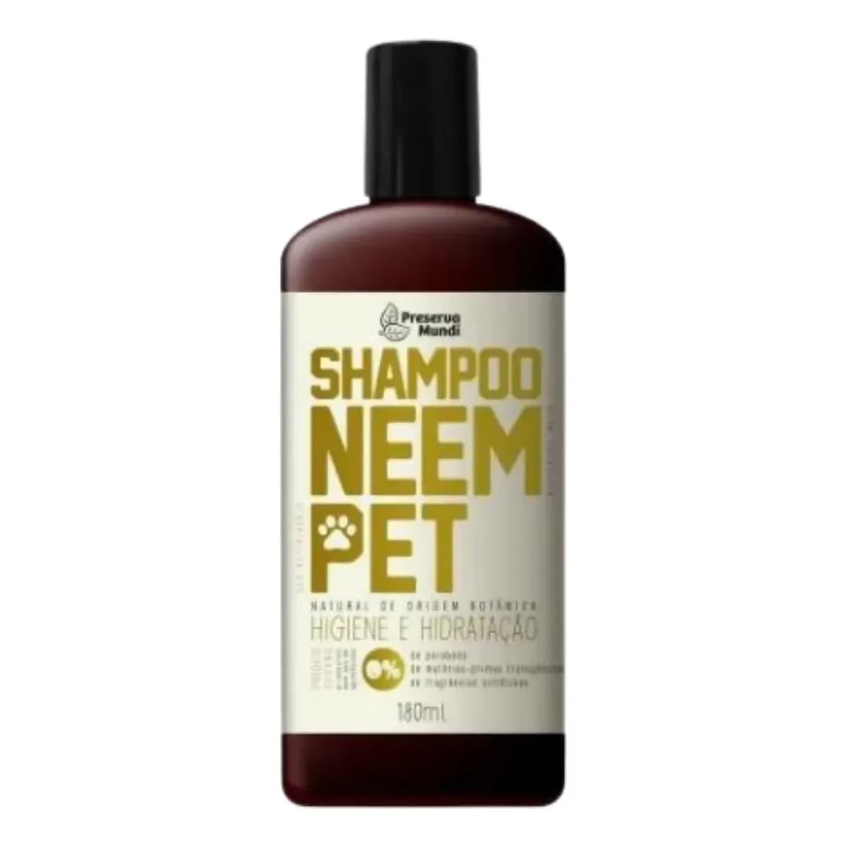 Shampoo Natural Vegano Neem Pet Preserva Mundi Cães Gatos 180ml