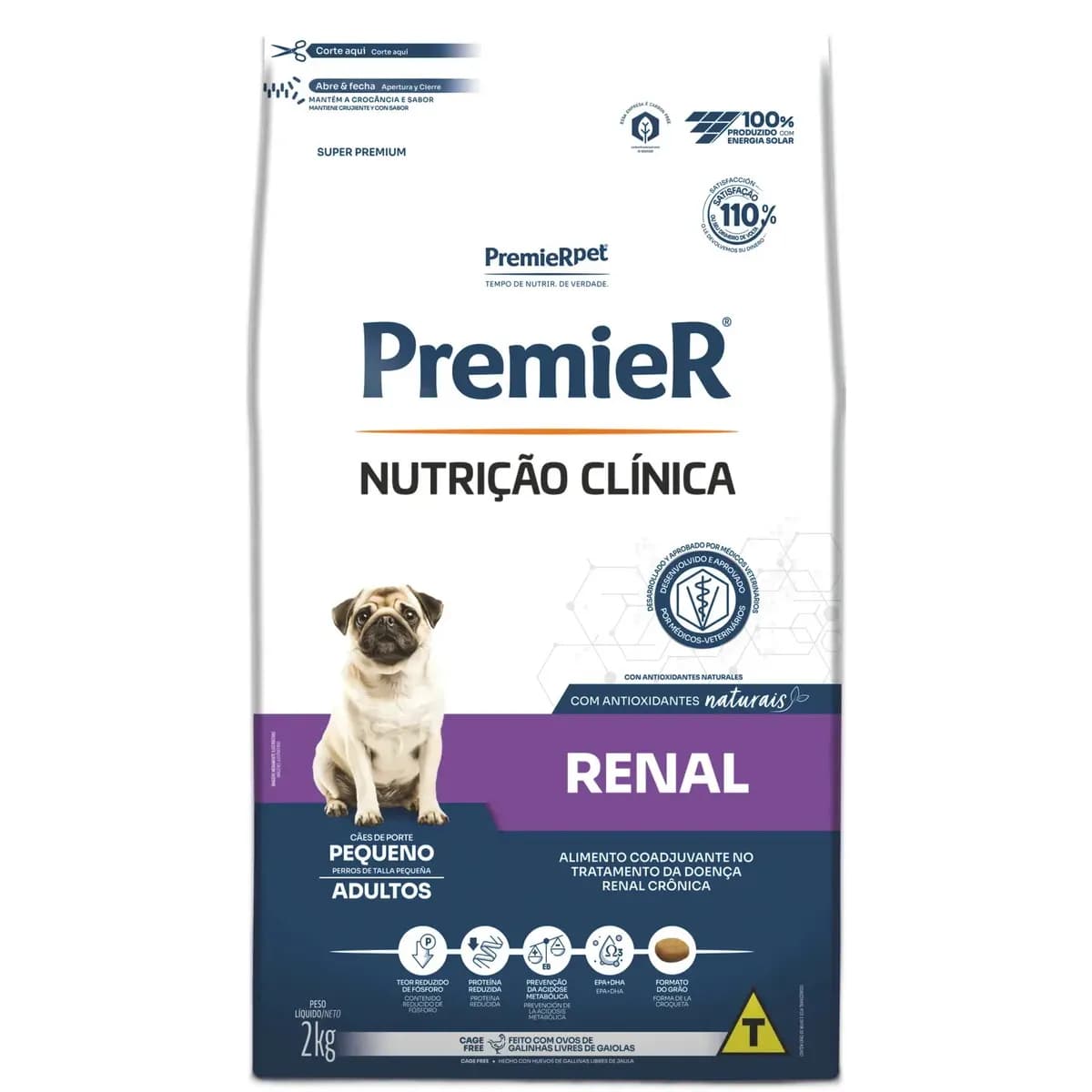 Premier Ração Seca Cães Adultos Raças Pequenas Renal 2kg