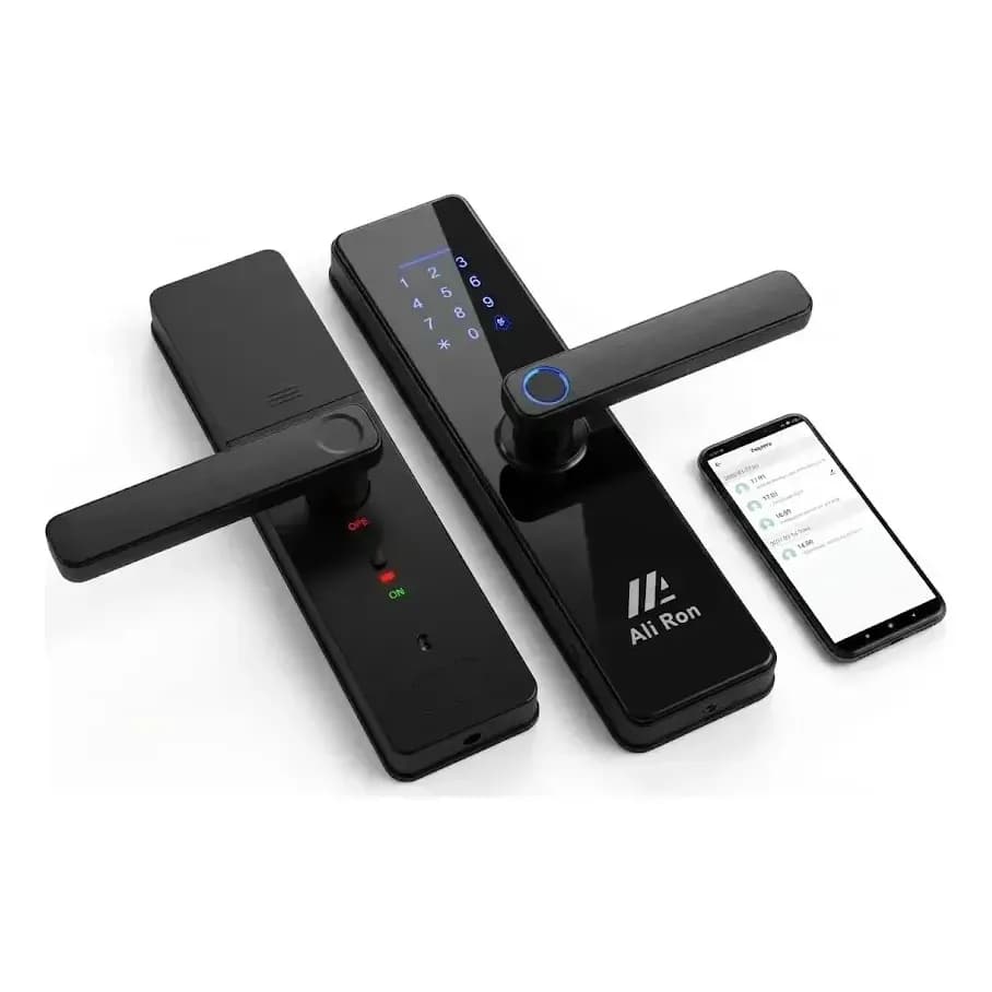 Fechadura Digital Biométrica Com Senha Para Porta De Madeira Preto