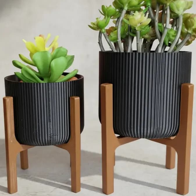 Vaso Decorativo Kit C/2 Tamanhos Pla Branco Ou Preto Preto