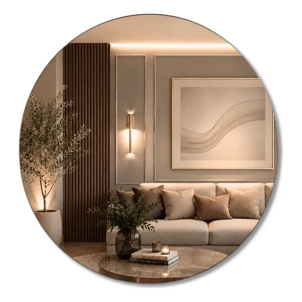 Espelho Redondo Decorativo 50cm Moderno Completo Sem Moldura Sem Moldura
