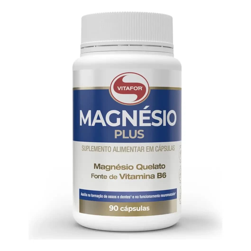 Bisglicinato De Magnésio Vitafor Magnésio Plus 90 Capsulas Sem Sabor
