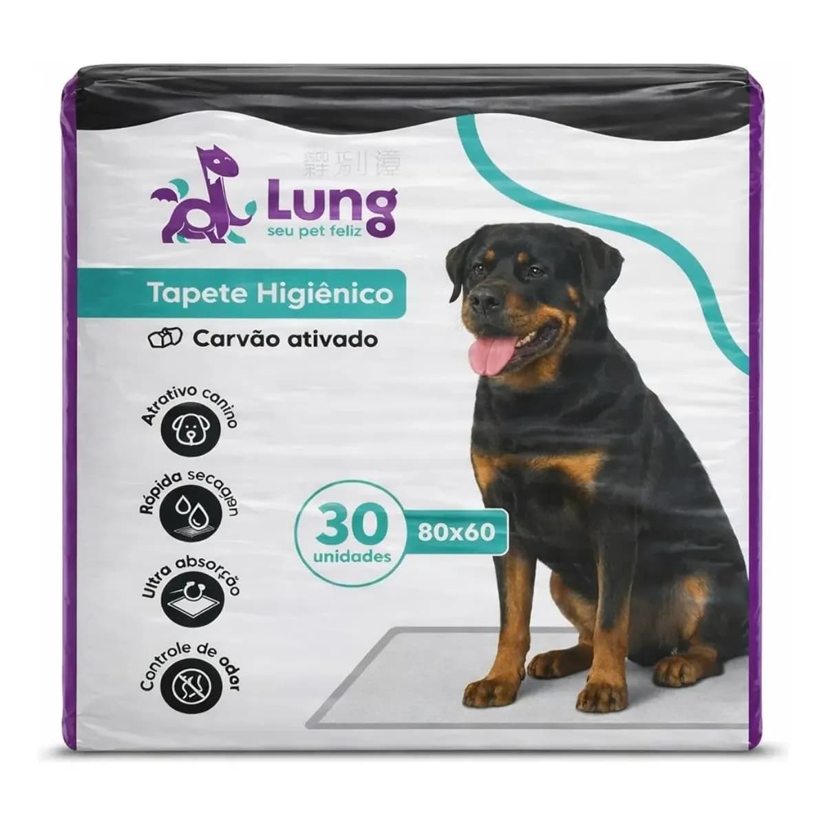 Tapete Higiênico Grande 80x60cm 30un Carvão Ativado Anti Odor Cachorro Pet Lung