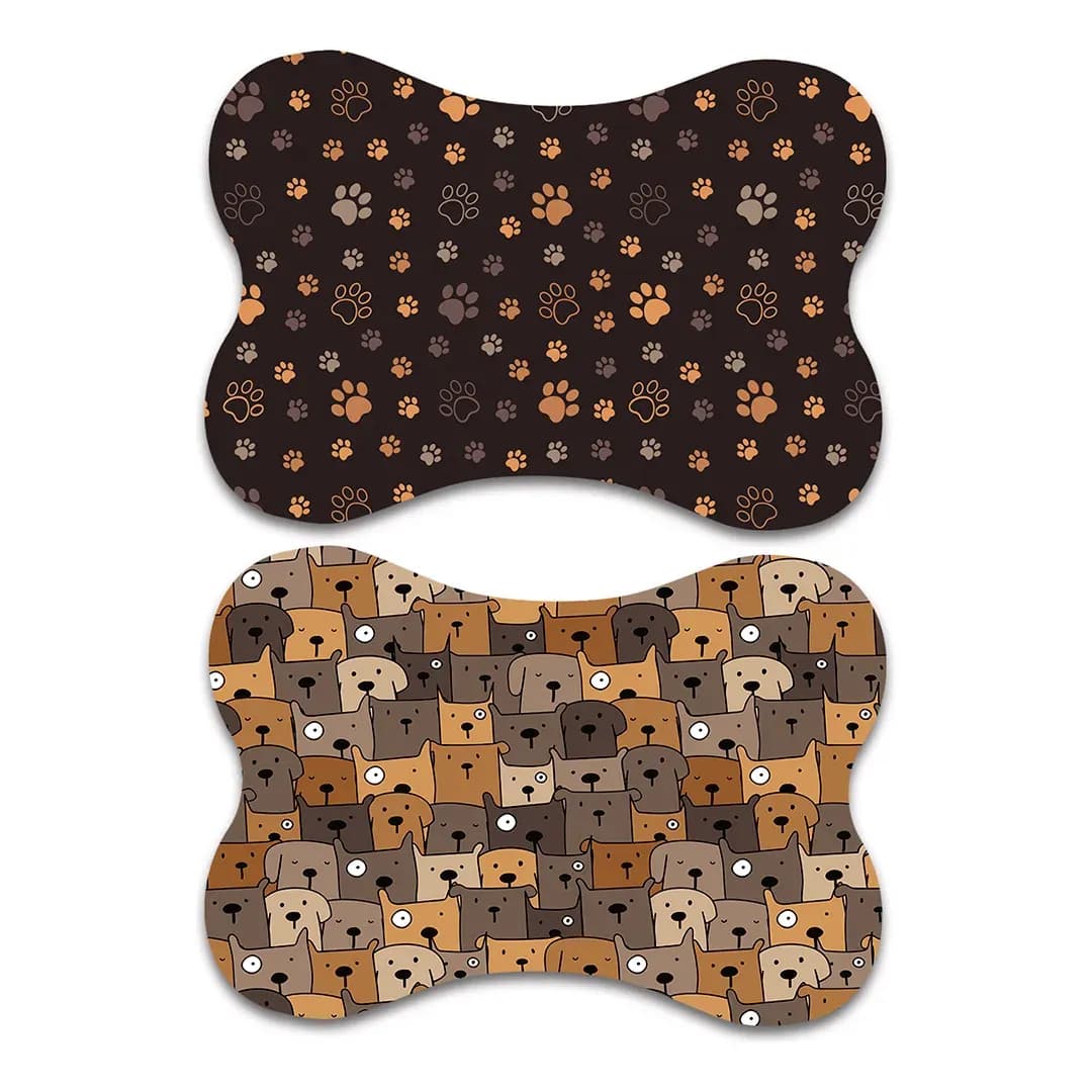 Kit 2 Tapete Pet Comedouro Cão E Gato Antiderrapante 46x31 Marrom-escuro Patinhas E Dogs Marrom