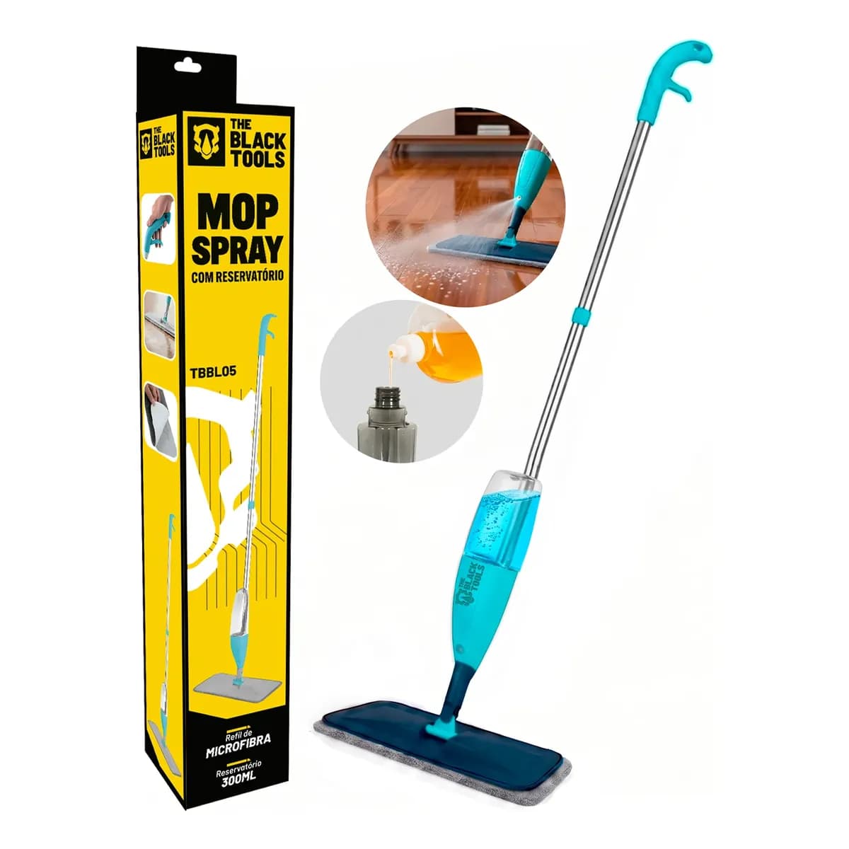 Mop Spray Rodo Com Reservatorio Vassoura Magica Limpeza  Azul
