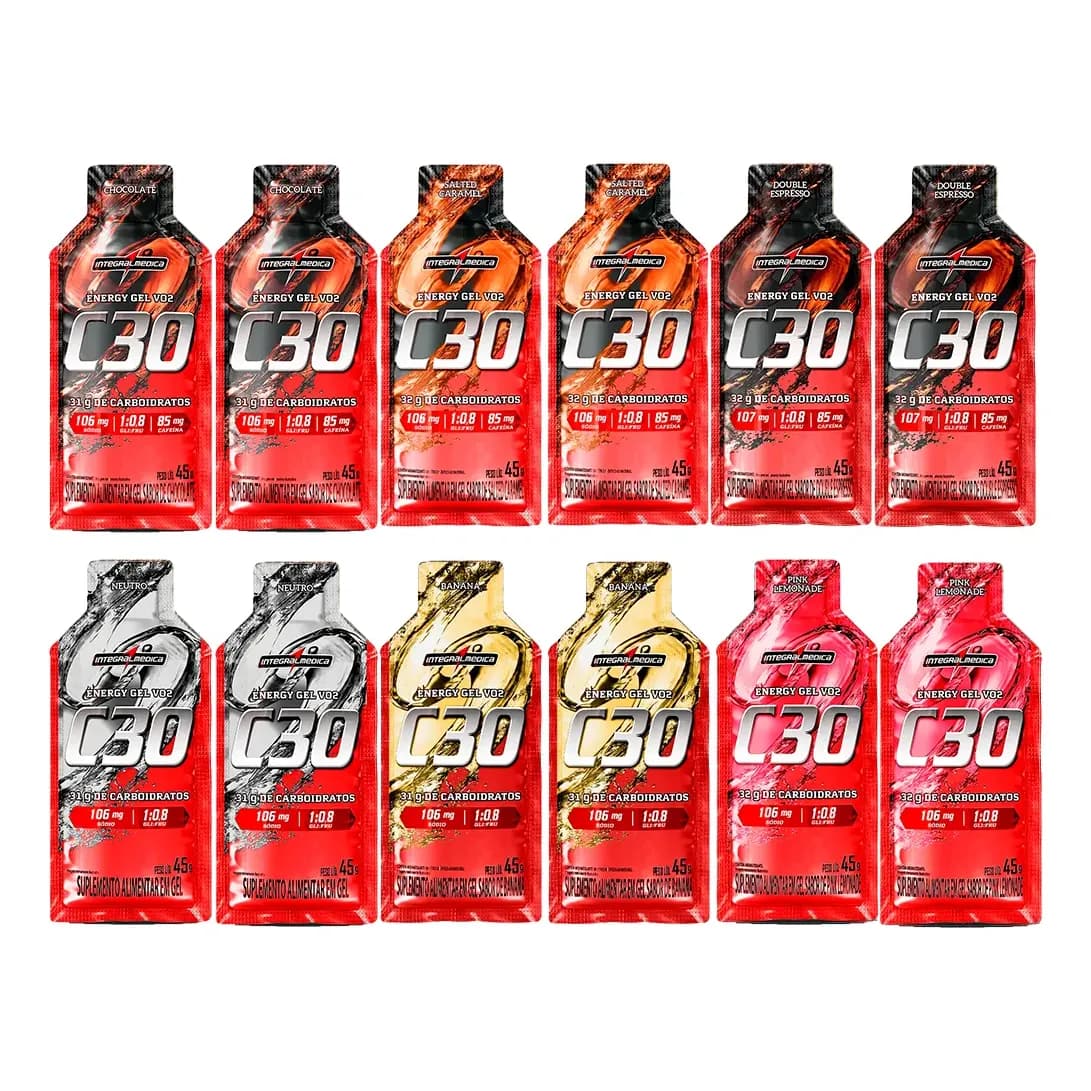 Gel De Carboidrato Im Vo2 C30 Energy Kit Misto Sachês 45g 12 Unidades Sortidas 2 De Cada Sabor