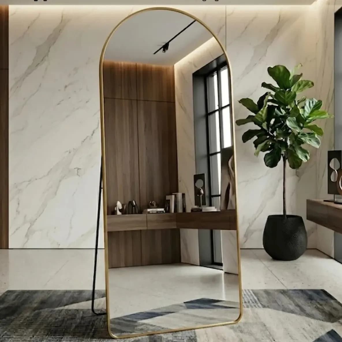 Espelho Retro Orgânico Corpo Inteiro 170x70 Moldura Lopazzi Dourado
