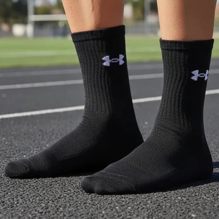 Kit C/3 Meias Under Armour Core Cotton Cano Alto Preto 36-39 Masculino