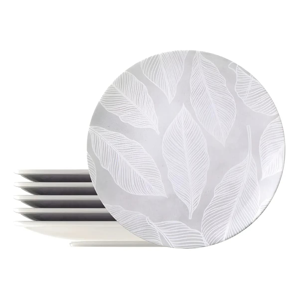 Kit De Prato Raso Em Porcelana Arbo 6 Peças Tramontina 96589037 Cinza