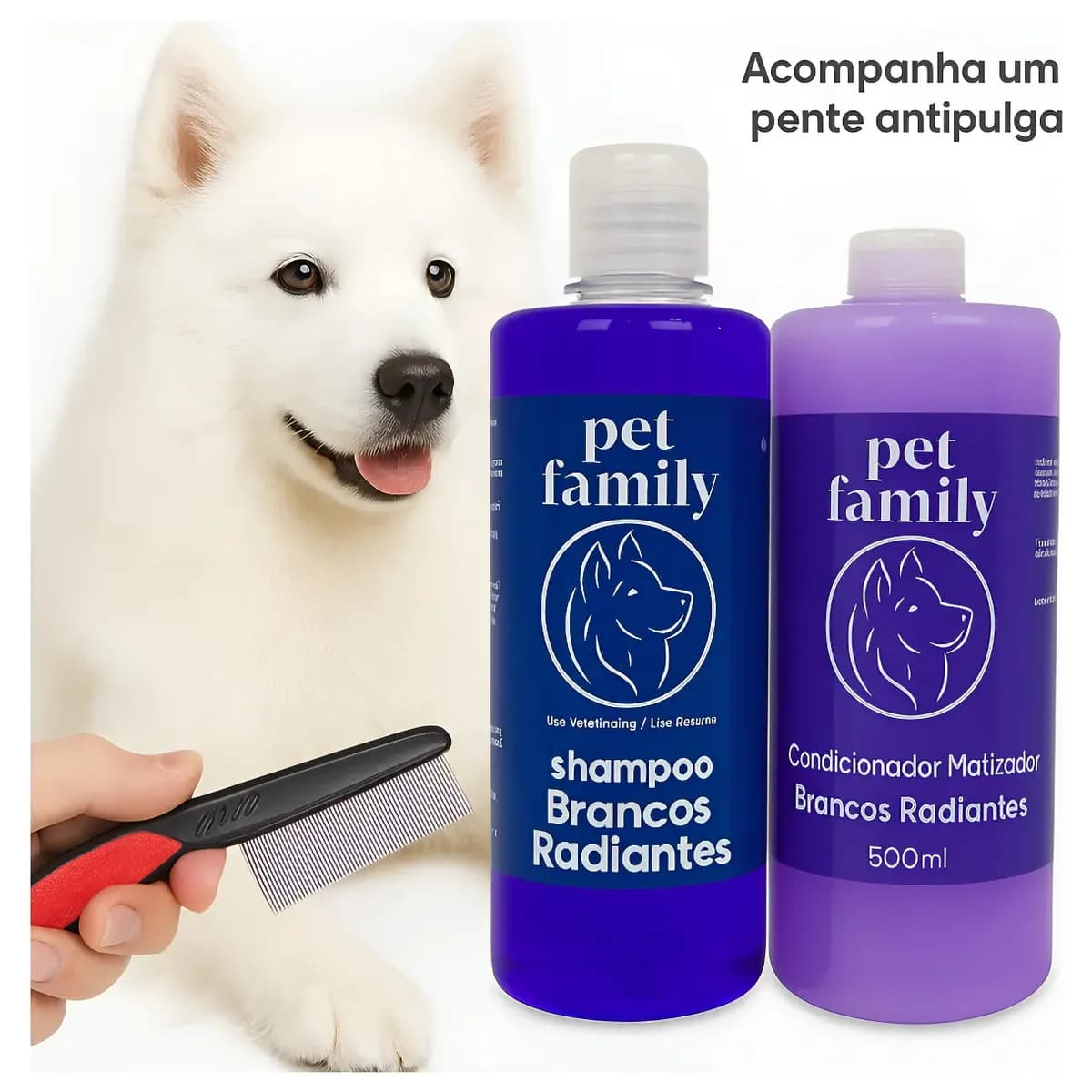 Shampoo Branqueador Pet E Condicionador Clareador 500 Ml Marine