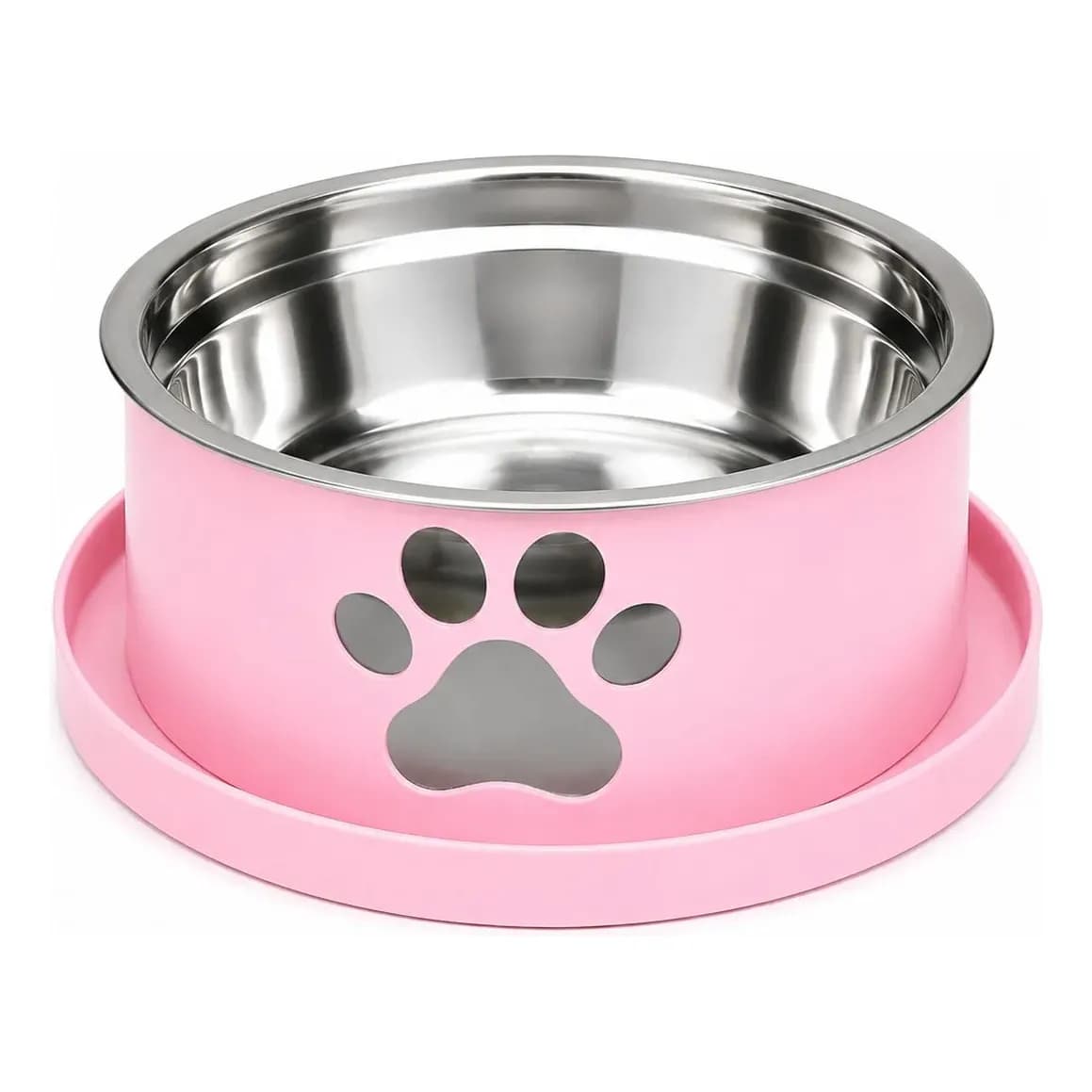 Comedouro Pet Anti Formigas Com Pote Inox Removível Para Cac 12v Rosa
