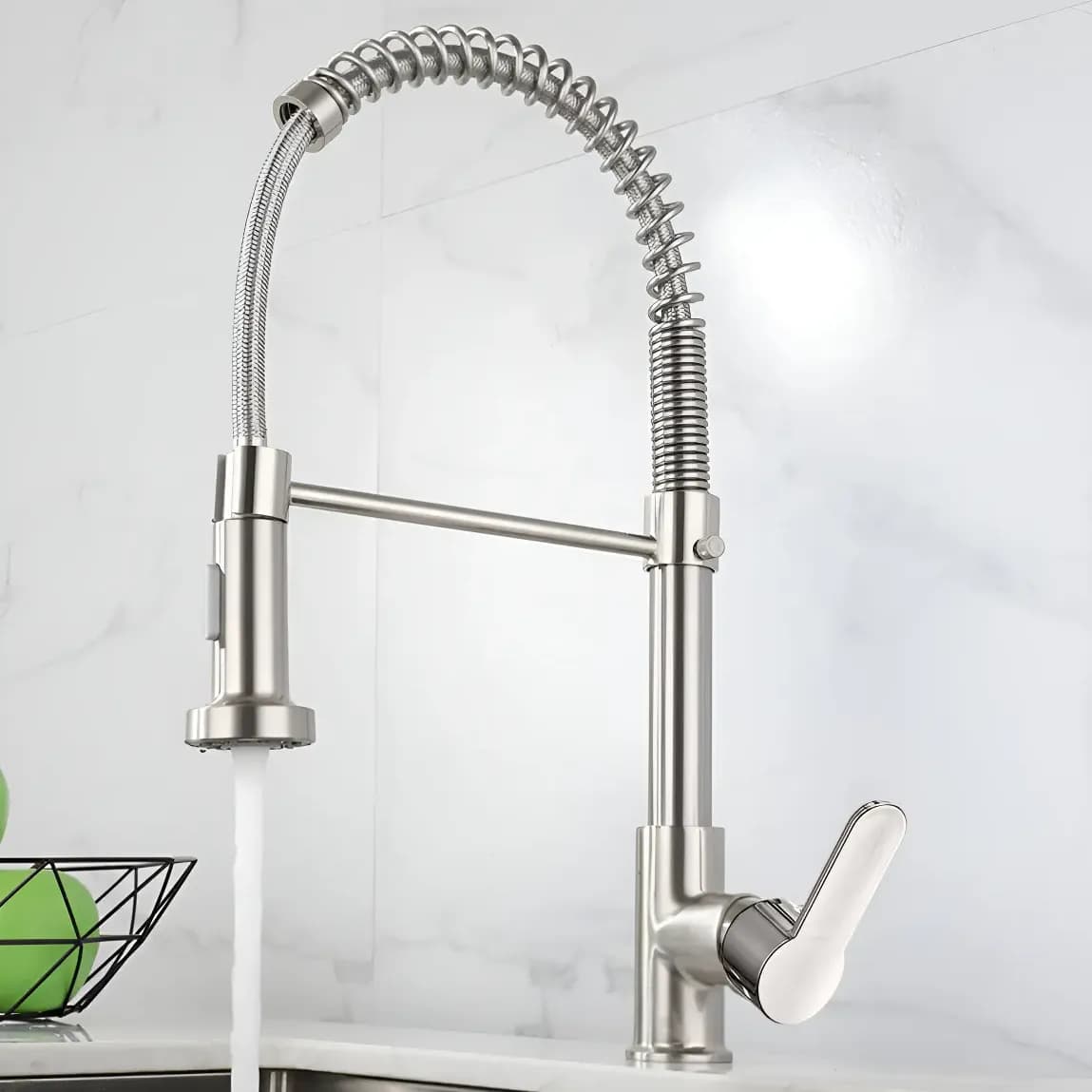 Torneira Cozinha Gourmet Bancada Flexível Monocomando Pia Prateado B22-silvery