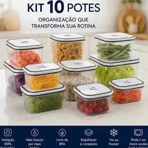 10 Potes Herméticos Electrolux de Plástico