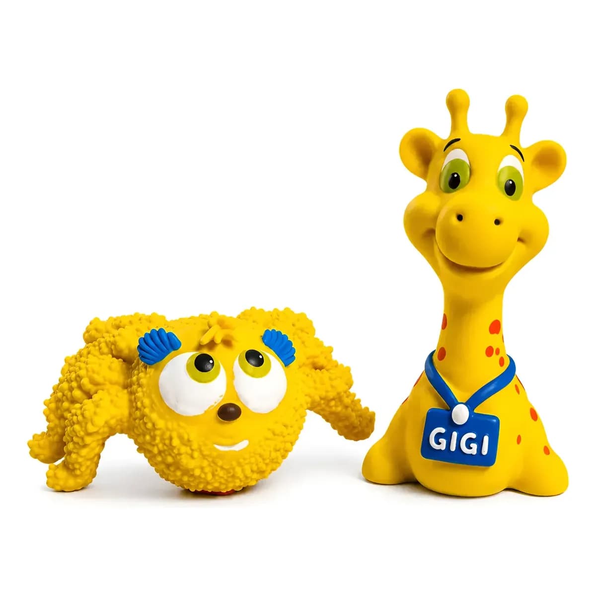 Kit 2 Brinquedos Mordedor Látex Pet Cães Girafa Gigi E Lili