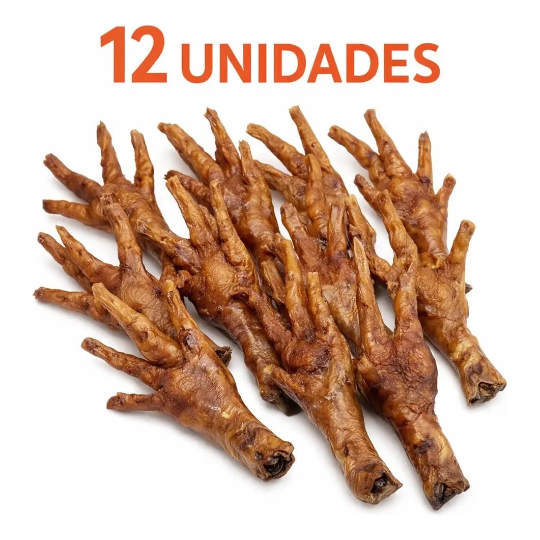 Petisco Natural Pé De Galinha 12 Unidades Para Cães