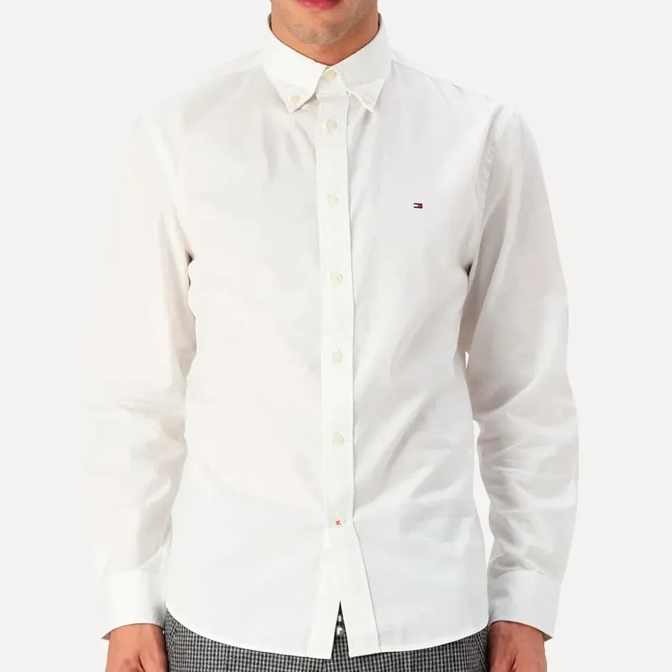 Camisa Tommy Hilfiger Masculina Regular Fit Poplin Branca Branca Xl/gg