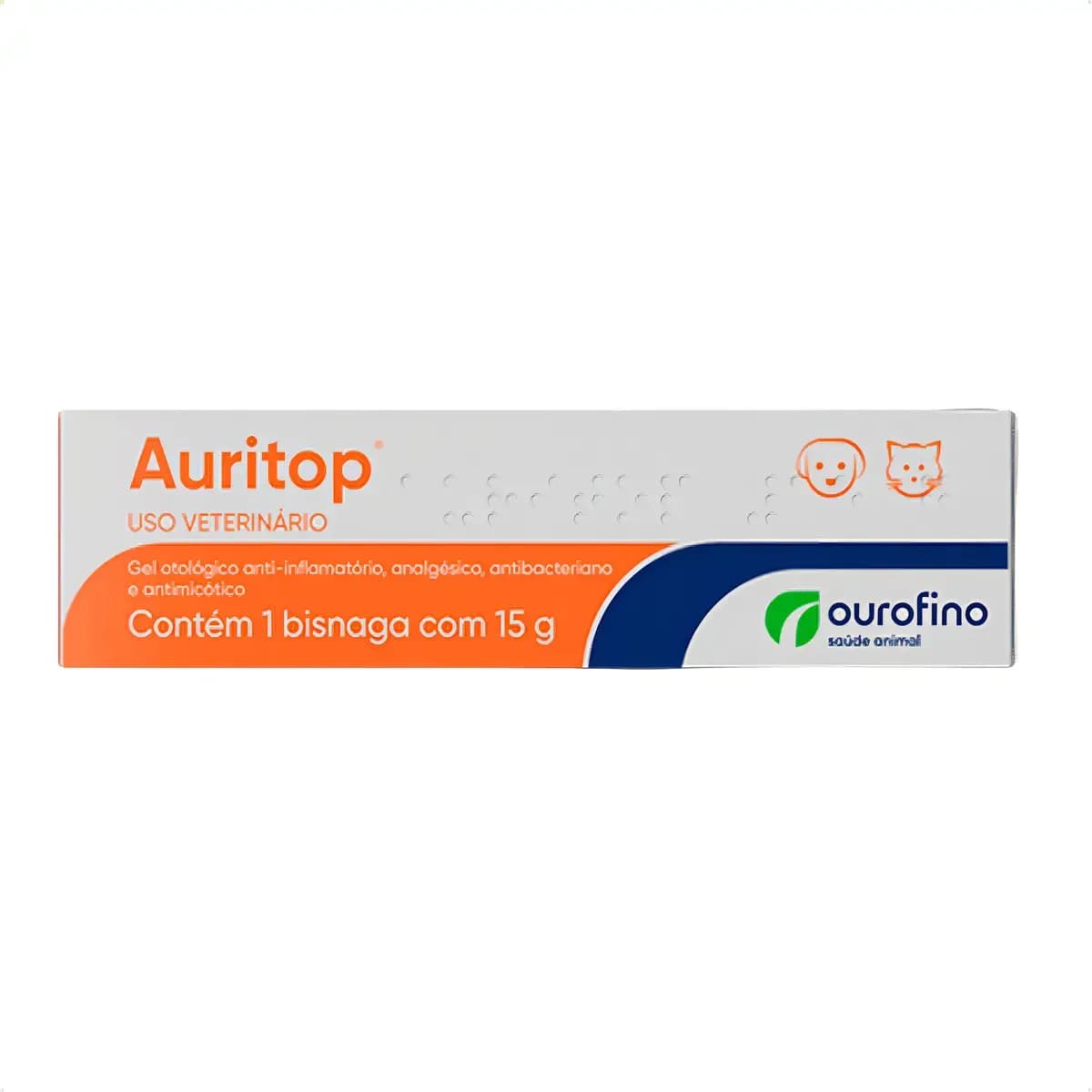 Auritop Ourofino 15g Gel Otológico Tratamento de Otite Cães e Gatos