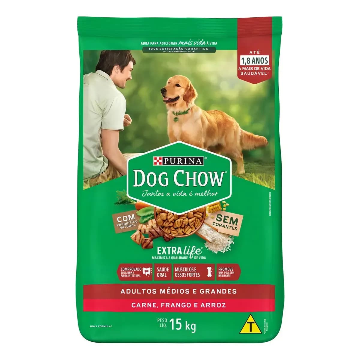 Ração Dog Chow Extra Life Cães Adultos Médio/Grande 15Kg
