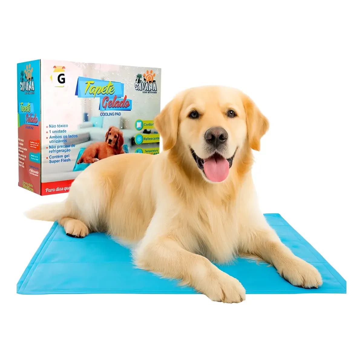 Tapete Gelado P/ Pet Tamanho G Cachorros E Gatos Azul Liso