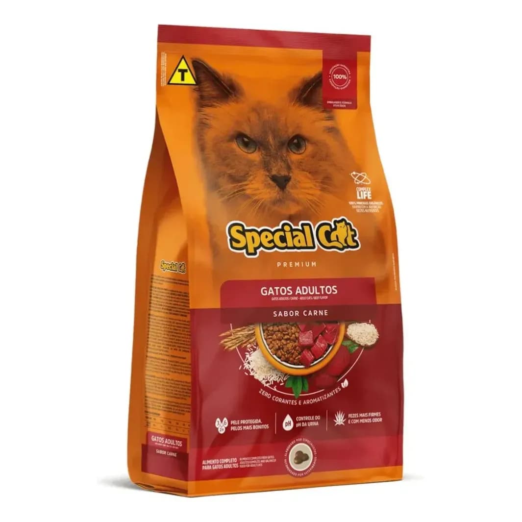 Ração Special Cat Carne Premium Gato Adulto Ração 10,1Kg