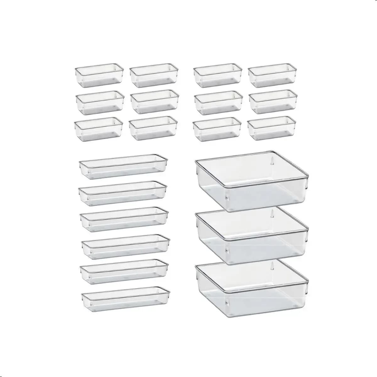 Kit 21 Organizador Multiuso Modular Gavetas Acrilico Rebirth