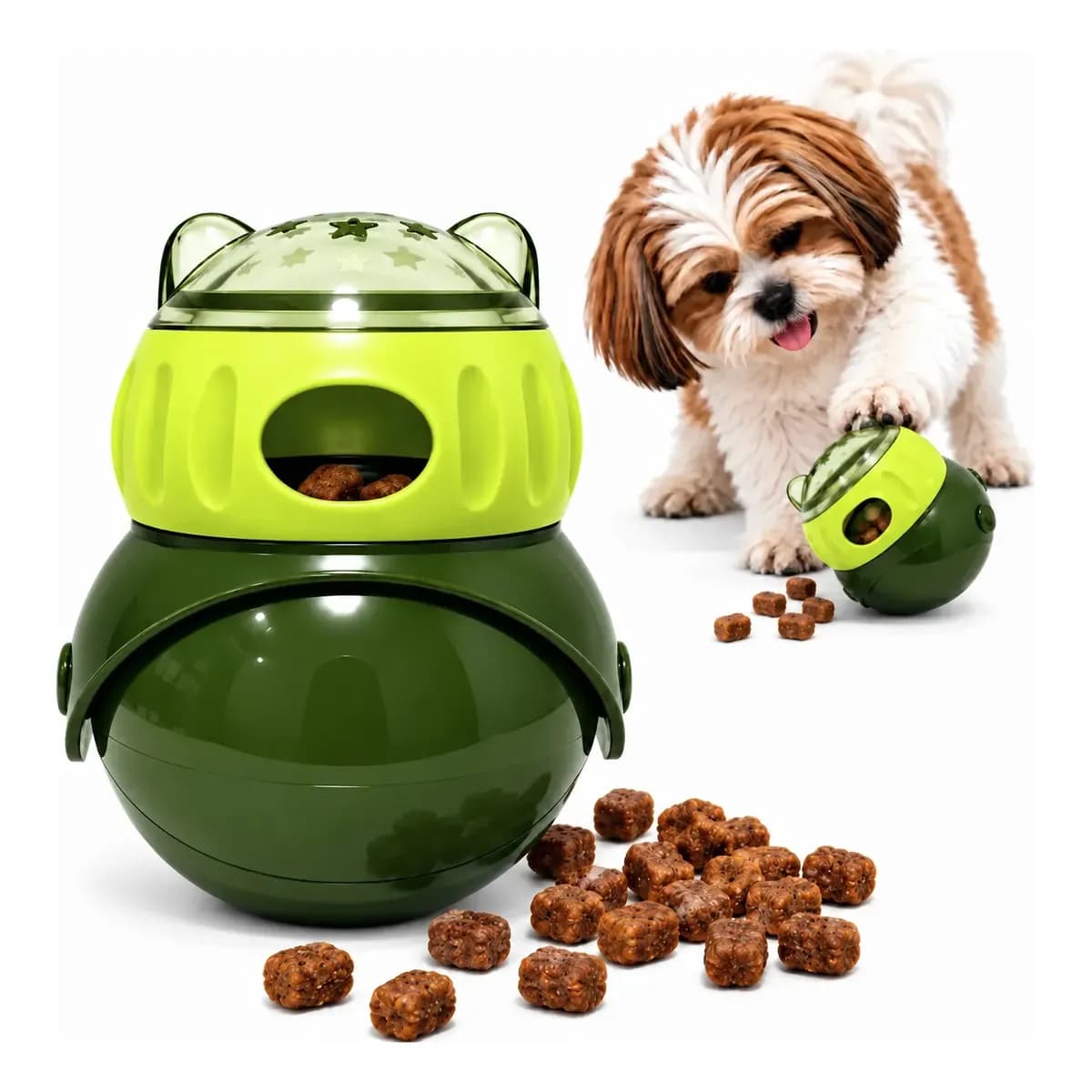 Brinquedo Interativo Dispenser Ração E Petiscos Cães E Gatos Verde