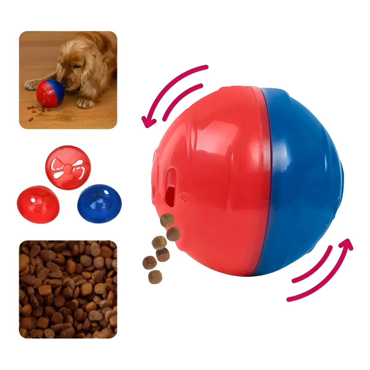 Brinquedo Interativo Pet Ball Da Pet Games Porta Petisco P Azul E Vermelho