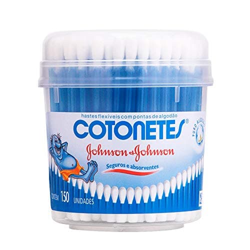 Cotonetes de Algodão com Hastes Flexíveis, Pote com 150 Unidades