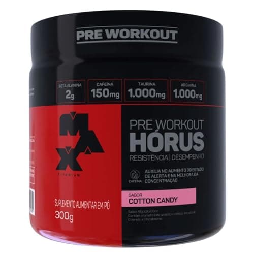 Pré-Treino Max Titanium Horus, Sabor Algodão-Doce, 300g