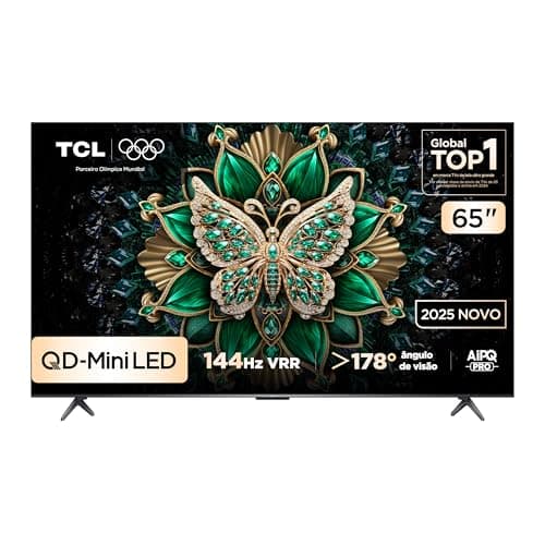 Smart TV TCL 65 Polegadas QD-Mini LED 4K C6K WiFi Bluetooth Google TV 4 HDMI 144Hz HDR10+ 65C6K