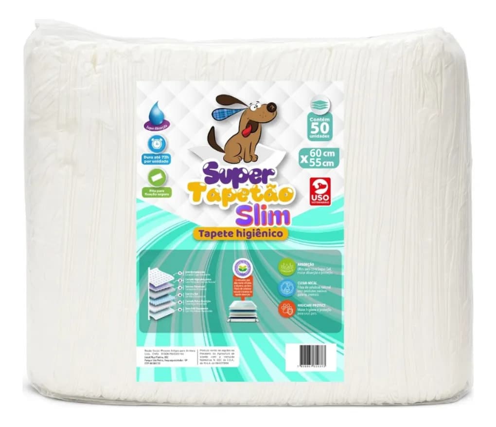 Tapete Higiênico Cães Pet Super Tapetão Slim 60x55 50 Unids