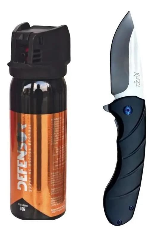 Kit Edc Spray Pimenta Canivete Tatico Defesa Pessoal Xv3452