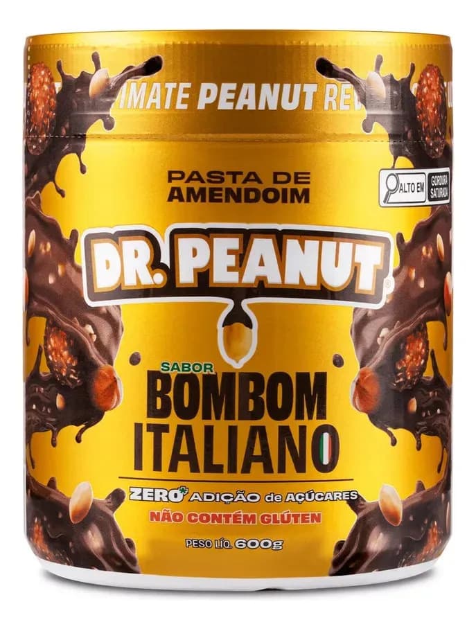 Pasta de Amendoim Dr. Peanut Gourmet com Whey Protein Sabor Bombom Italiano 600g