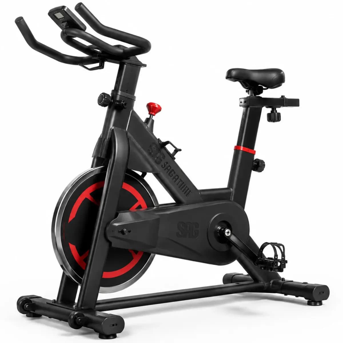 Bicicleta Ergométrica Spinning Sagatini para Academia em Casa Bike Indoor Estrutura de Aço Reforçada Roda de Inércia Monitor Digital e Ajustes de Treino