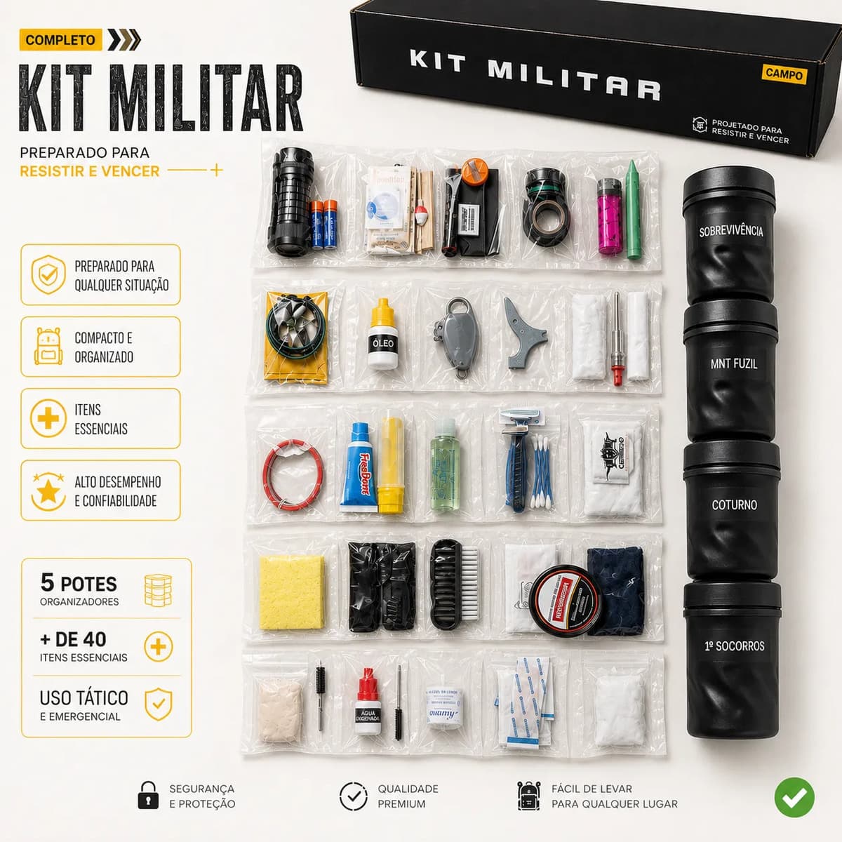 Kit Básico Campo Completo /sobrevivência Militar Exército