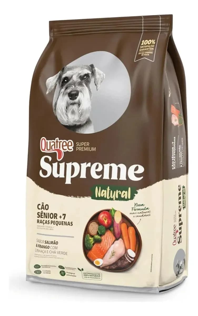 Nutrisantos Quatree Supreme Quatree Supreme Sênior +7 Porte Pequeno Salmão/Frango 10,1 kg Cão Senior Seca