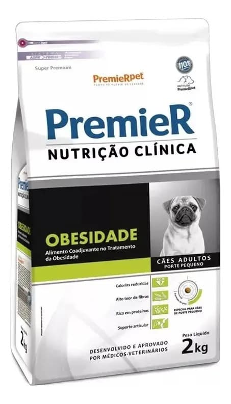 Ração Premier Nutrição Clínica Obesidade Cães Pequeno Porte Adultos 2 kg