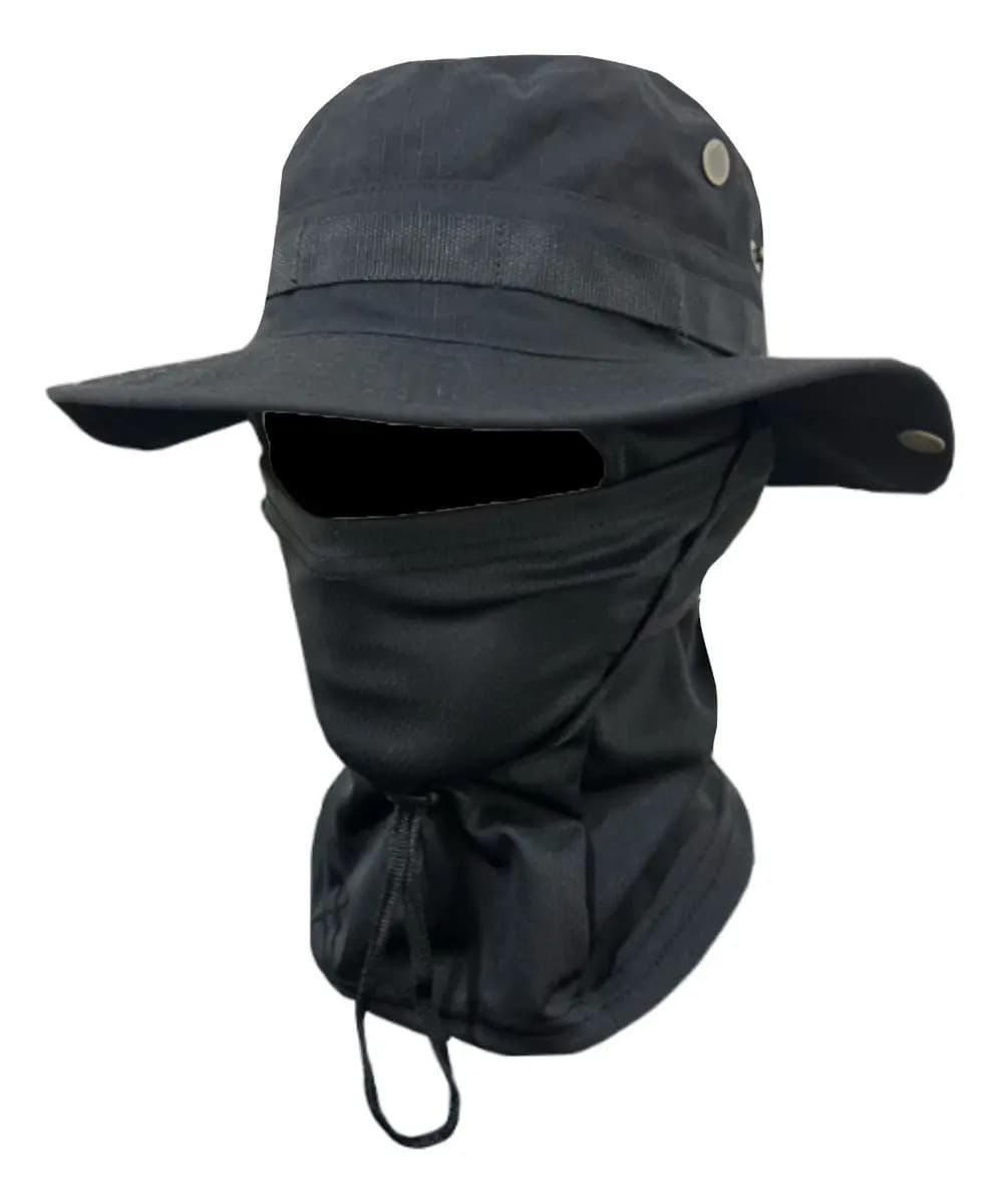 Máscara Camuflada Com Protetor Solar E Chapéu De Balde Cor Preto Tamanho Único