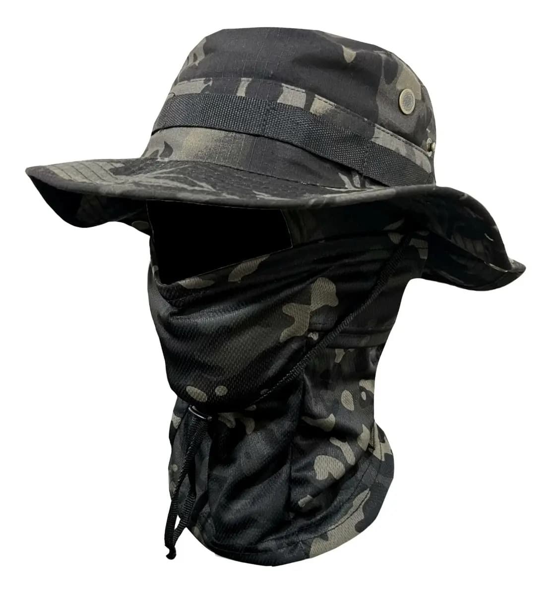 Máscara Camuflada Com Protetor Solar E Chapéu De Balde Cor Camuflado Preto Tamanho Único