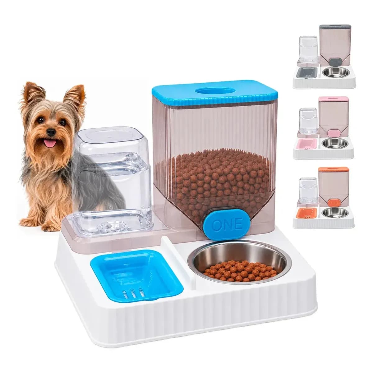 Bebedouro E Comedouro Alimentador Automático Gravidade Pet Cor Azul
