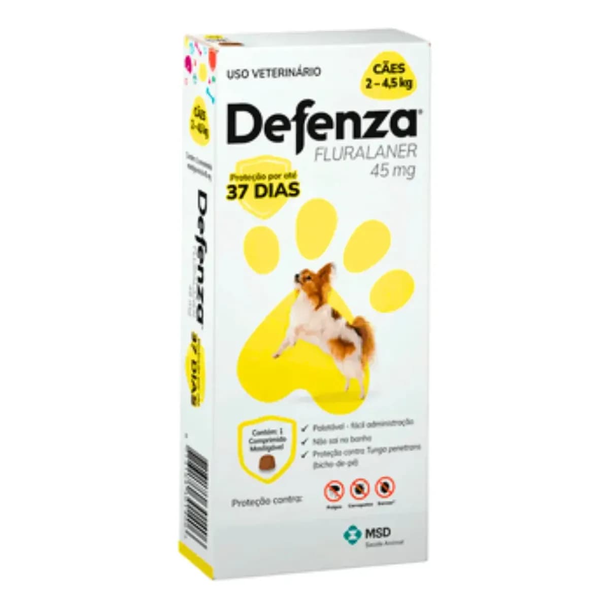 Antipulgas Defenza 45mg Cães De 2 A 4,5kg 1 Comprimido Msd